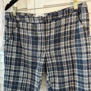 Minimum Navy and Cream Women’s Checkered Plaid Tweed Dress Pants